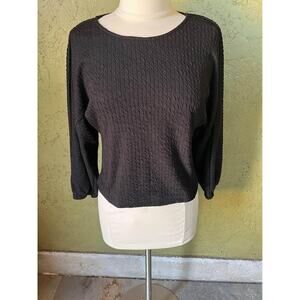 Anthropologie black textured balloon sleeve top New with tags XS